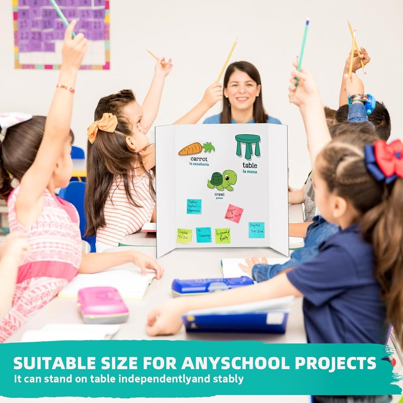 Doubleggs Trifold Poster Board 26"x17", 10 Pack Small White Corrugated Boards for School Projects, Science Fairs, Office Presentations - Image 4